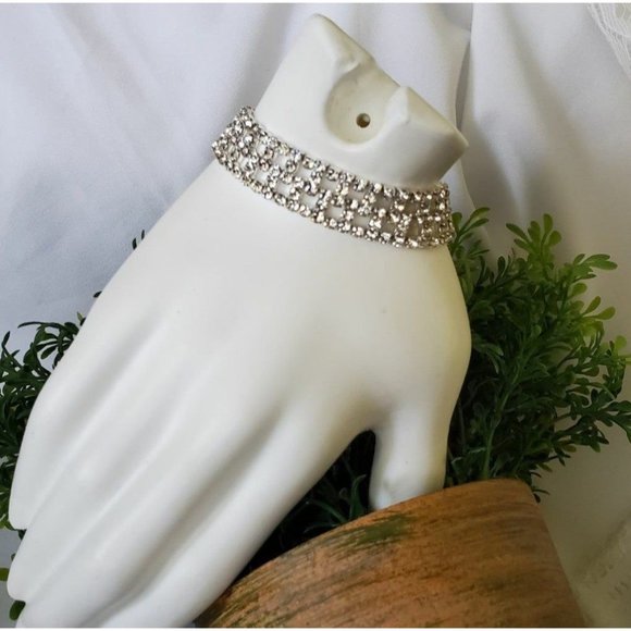 Bracelet WIDE Crystal bling bride bridal Sparkle Bling Jewelry - Picture 4 of 7